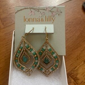 Gold and green earrings